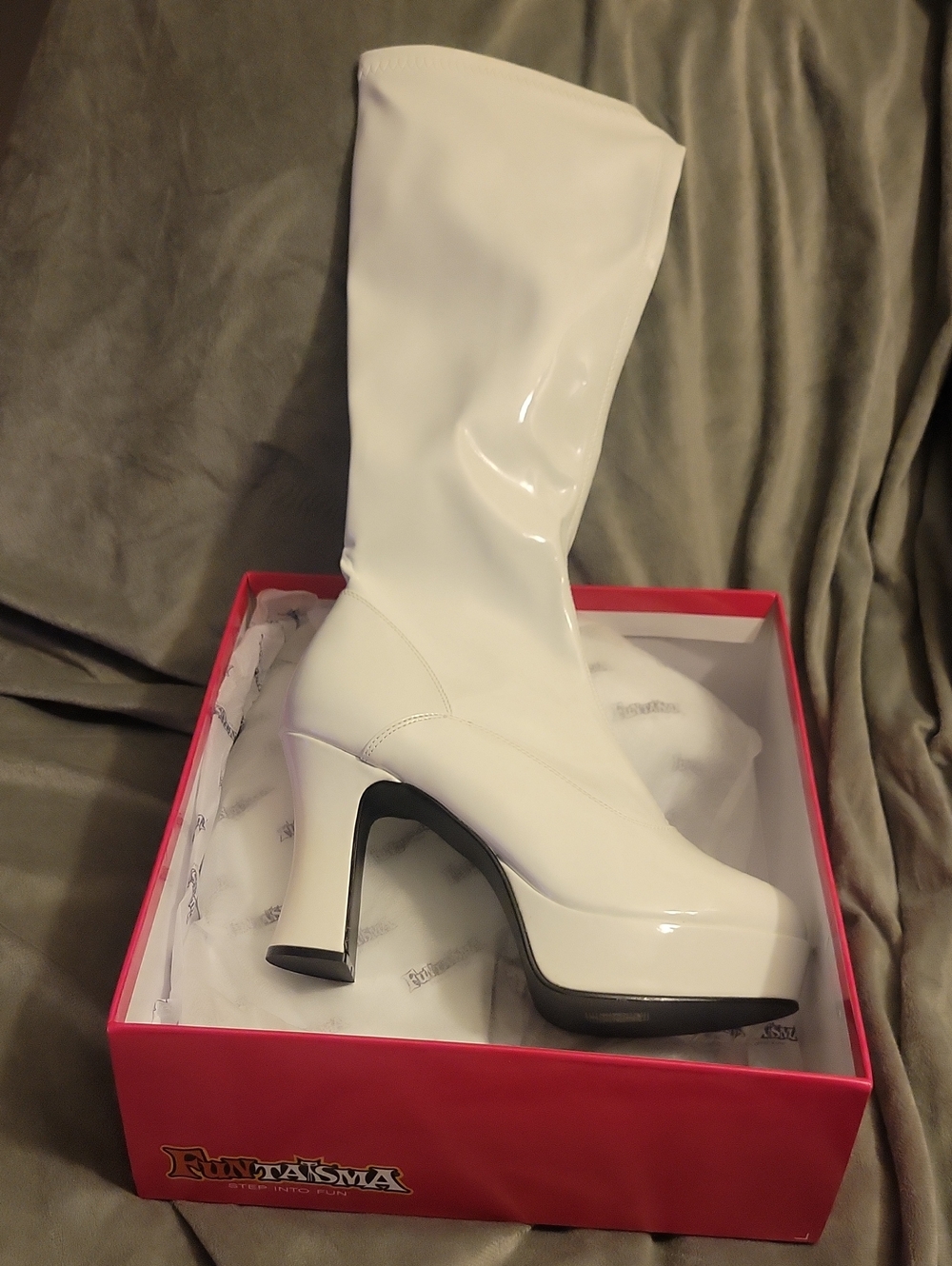 Funtasma White Patent Platform Boot